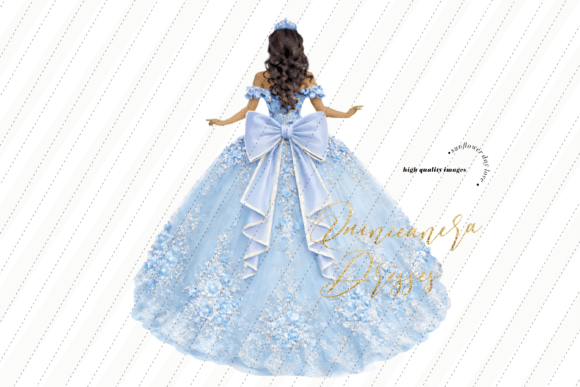 Download Baby Blue Quinceanera Bow Dress Clipart - Baby Collection