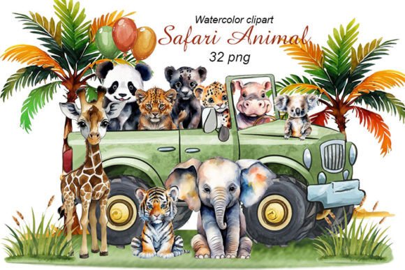 Download Baby Safari Animals Watercolor Clipart - Baby Collection