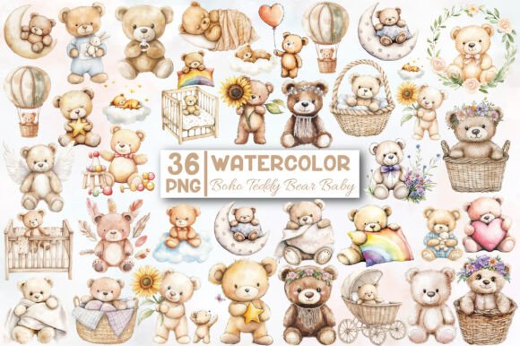 Download Boho Teddy Bear Baby Clipart - Baby Collection