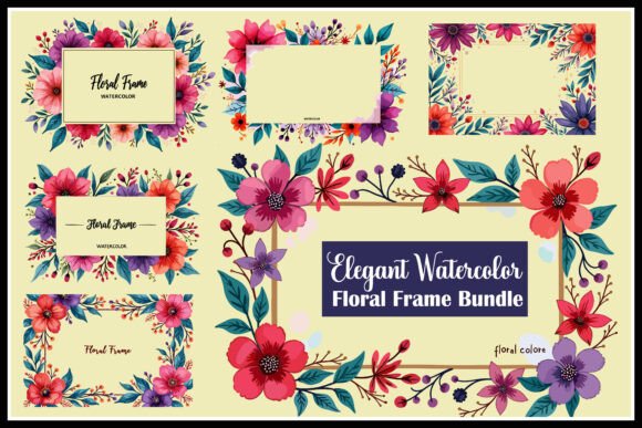 Download Elegant Watercolor Floral Frame Bundle - Premium Resources