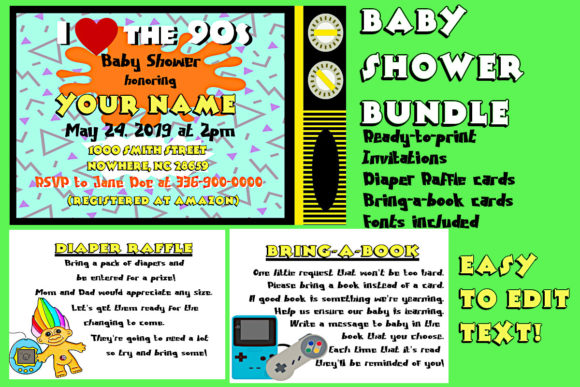 Download I Love the 90s Baby Shower Bundle - Baby Collection