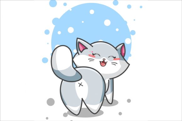 Download Cute Little Baby Blue Cat Illustration - Baby Collection