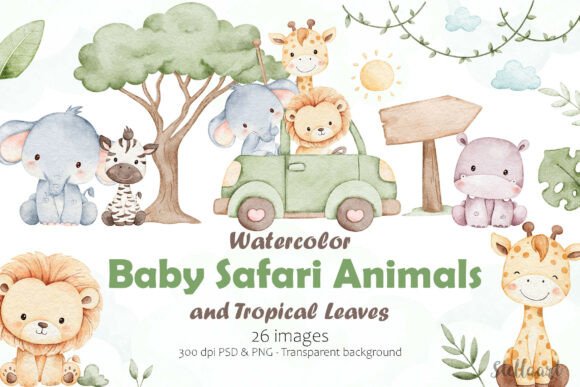 Download Watercolor Baby Safari Animals - Baby Collection